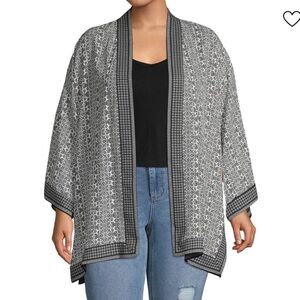 Max Studio Gray Patterned Kimono Cardigan